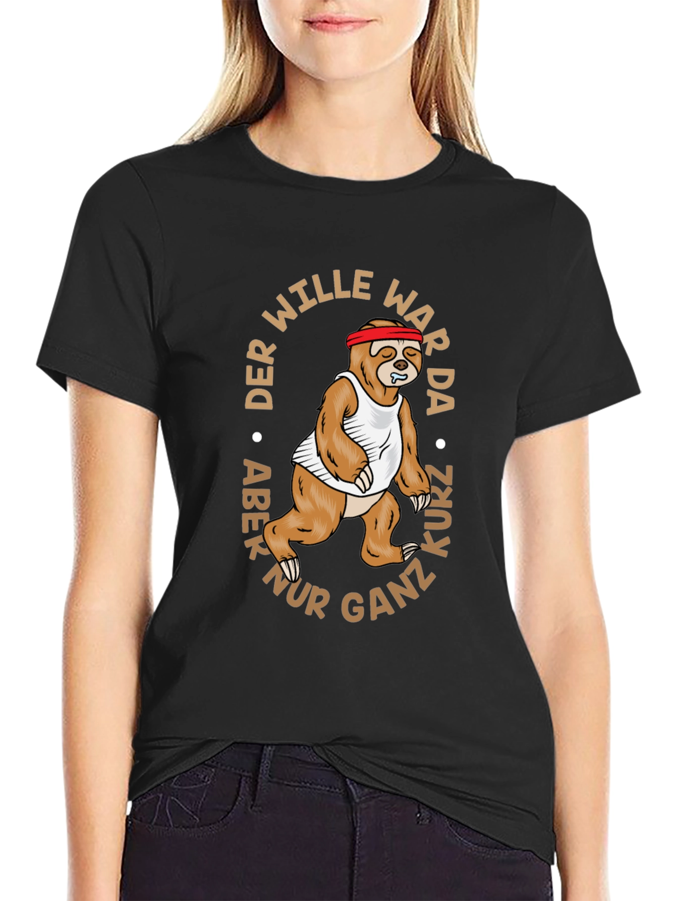 Funny Sloth Running Graphic Tee - The Will Was There