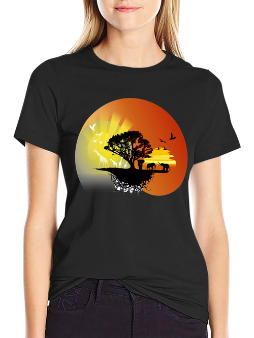 African Sunset Graphic Tee - Nature Lovers T-Shirt