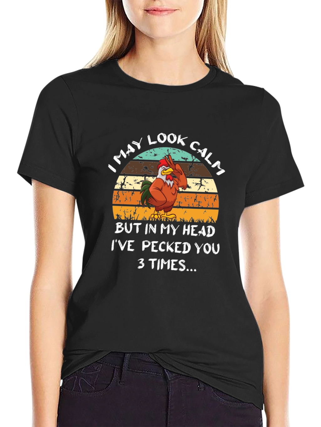 Funny Rooster T-Shirt - I May Look Calm