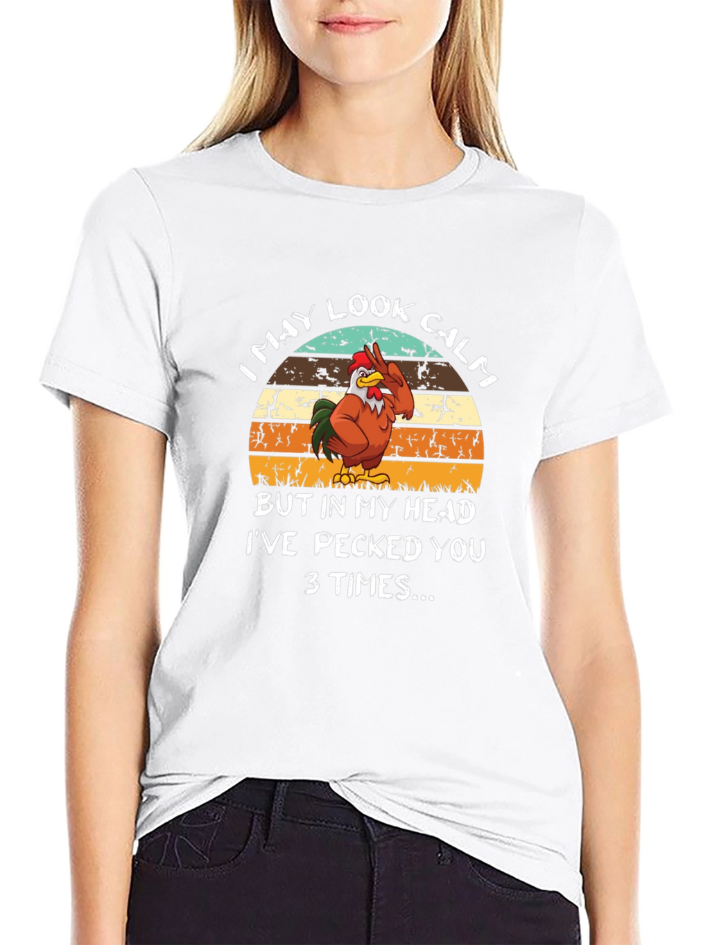 Funny Rooster T-Shirt - I May Look Calm