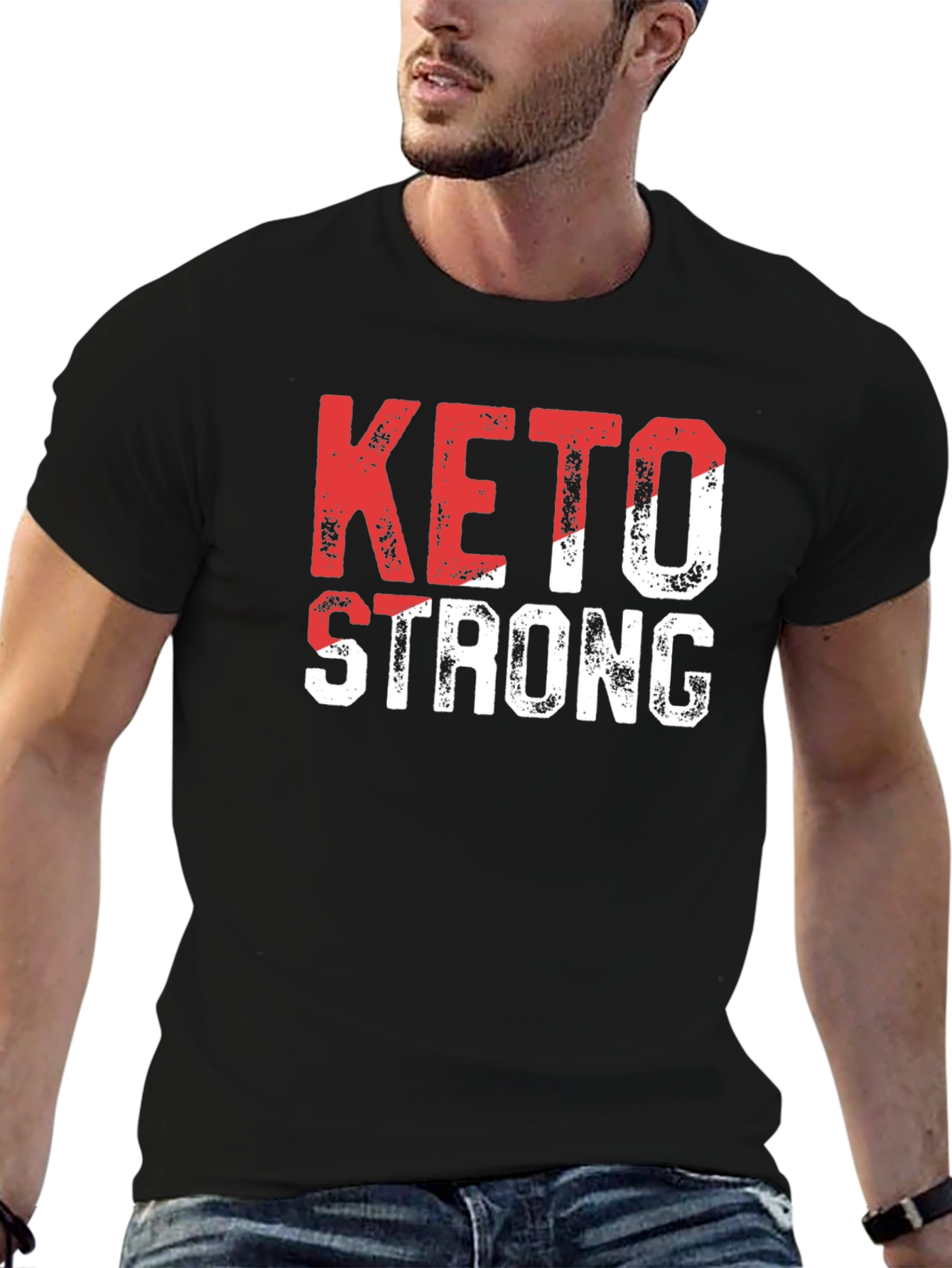 Keto Strong T-Shirt - Red & White Graphic Tee