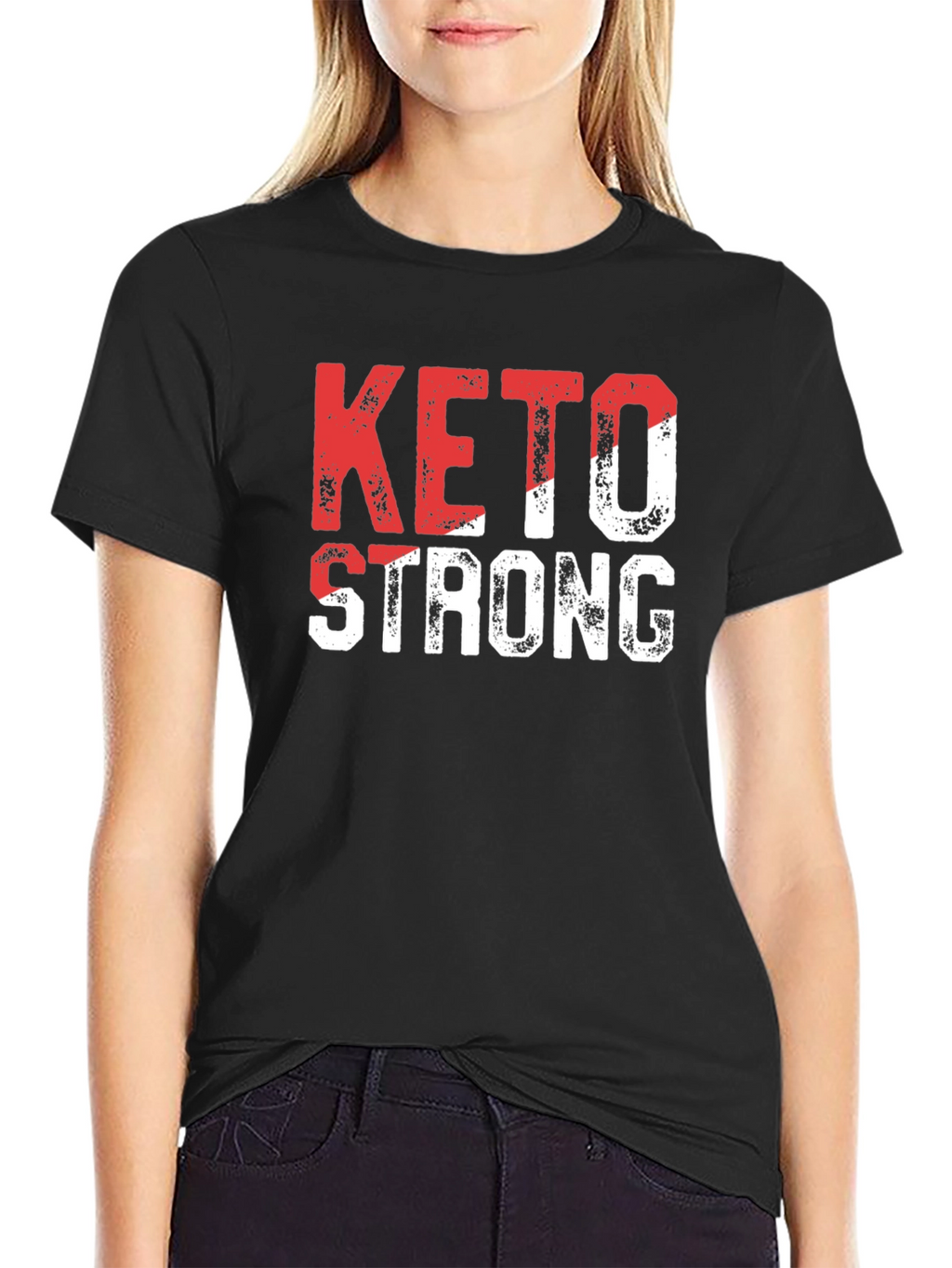 Keto Strong T-Shirt - Red & White Graphic Tee