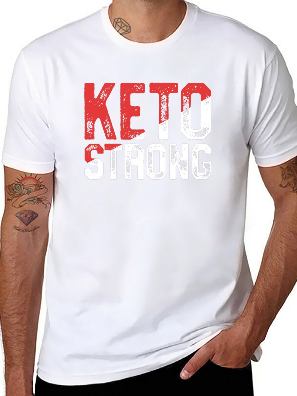Keto Strong T-Shirt - Red & White Graphic Tee