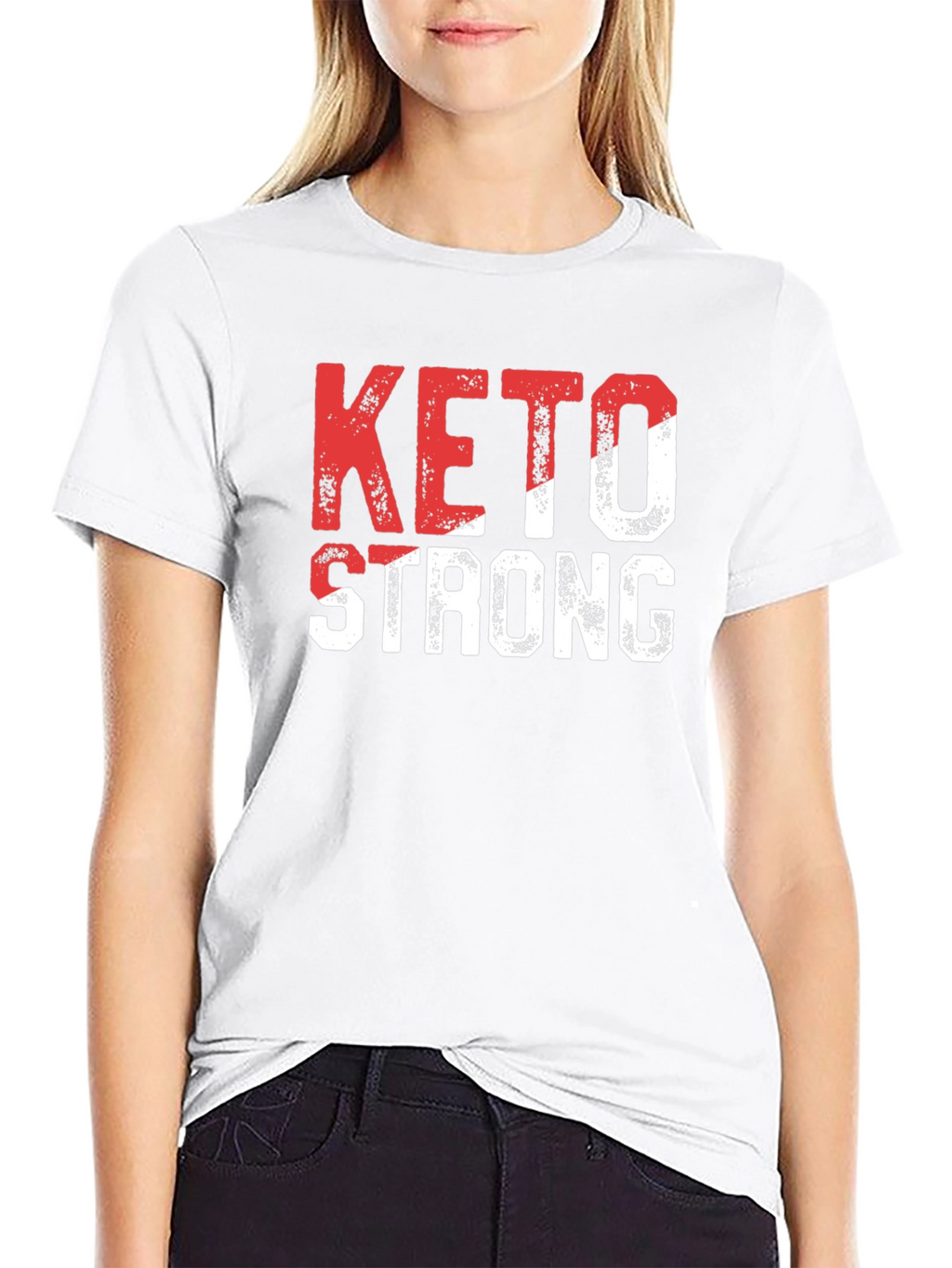 Keto Strong T-Shirt - Red & White Graphic Tee