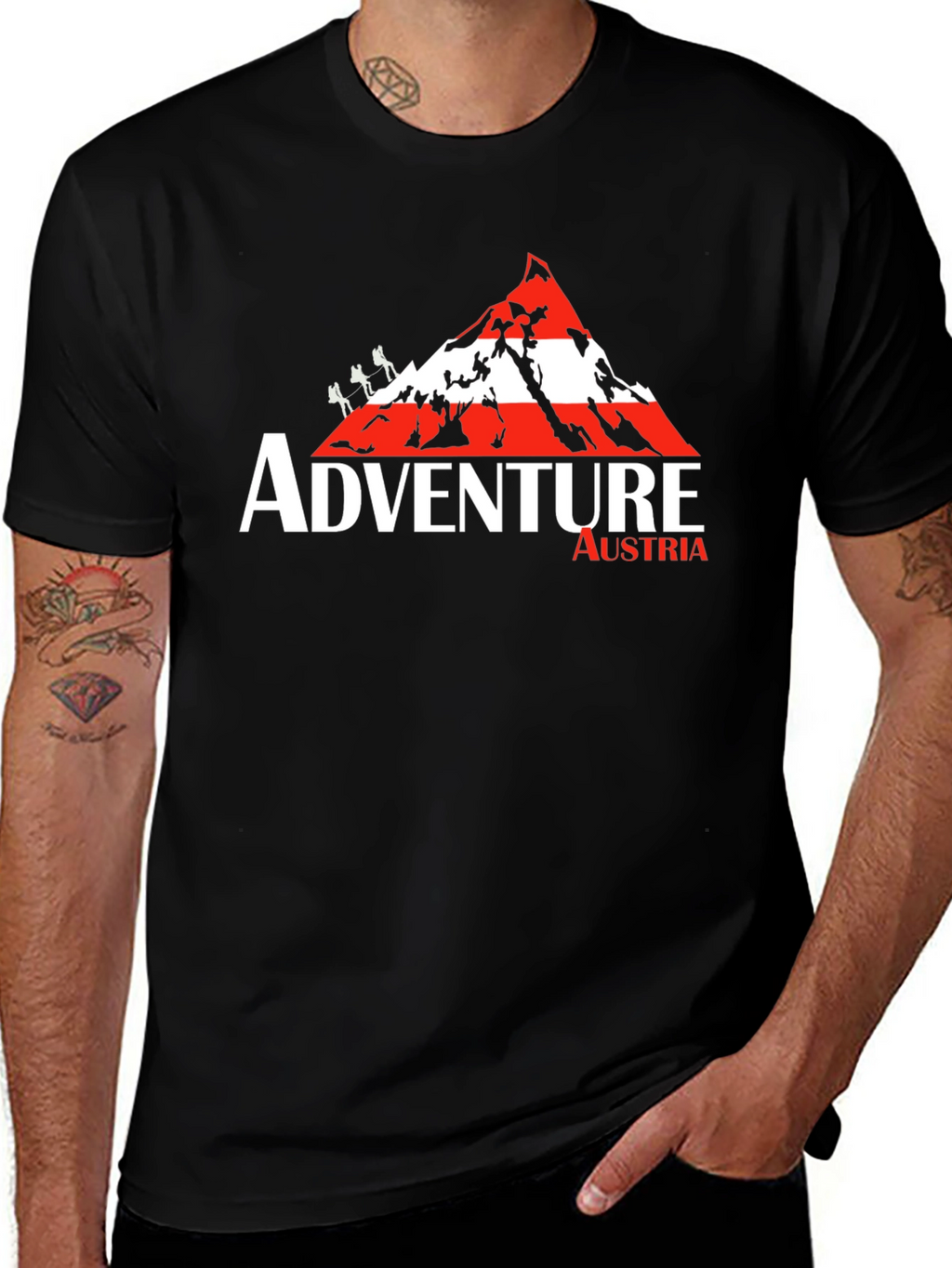 Adventure Austria Graphic Tee | Black Cotton T-Shirt