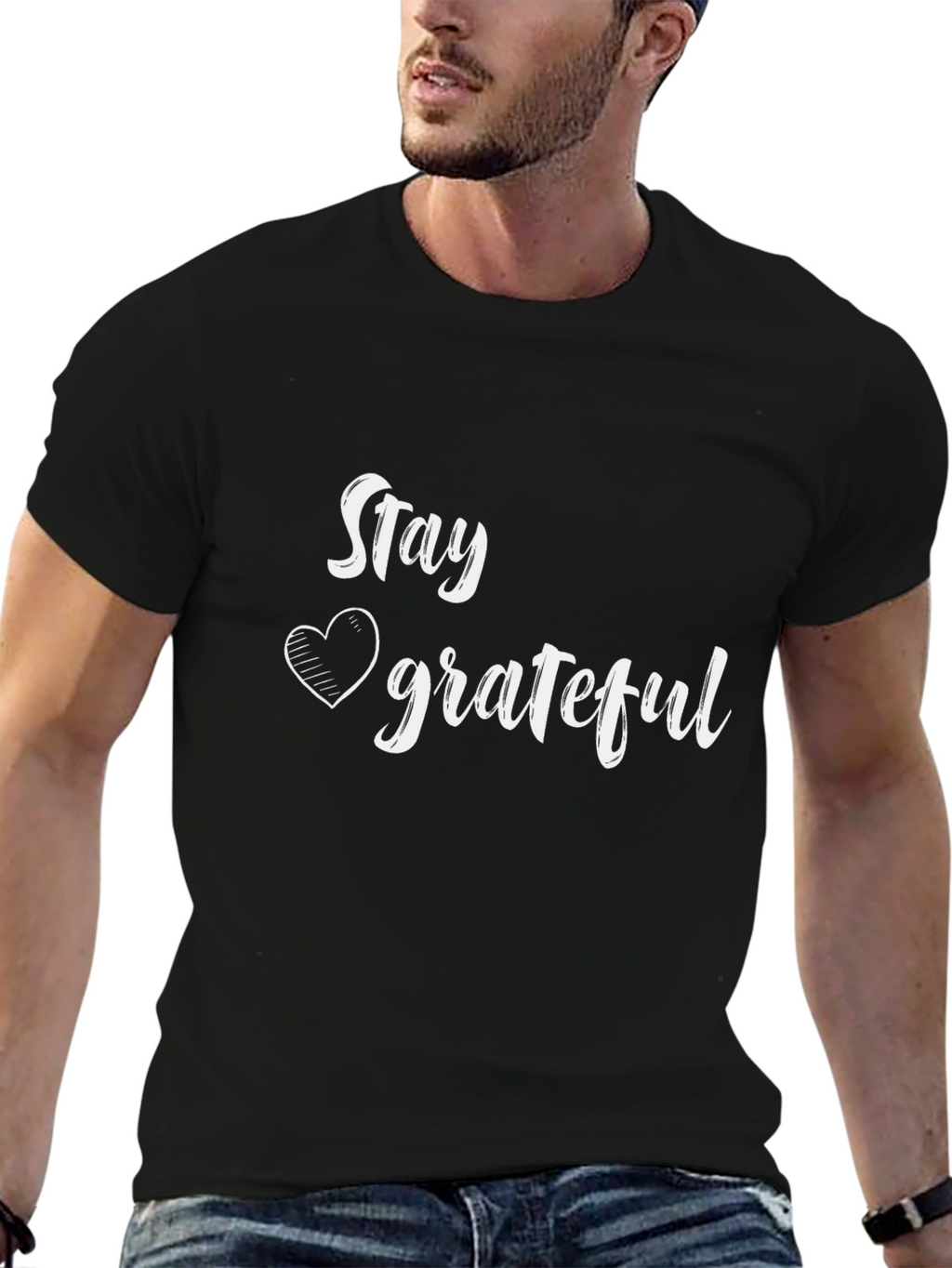 Stay Grateful Graphic Tee - Black Cotton Comfort