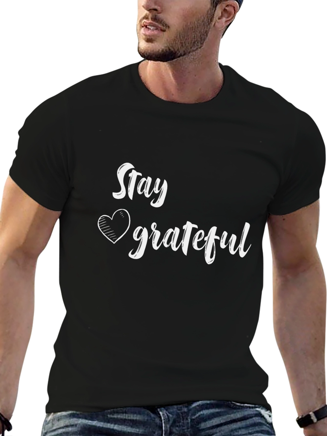 Stay Grateful Graphic Tee - Black Cotton Comfort