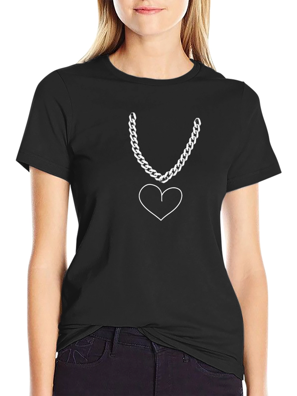 Chain Heart Graphic Tee - Stylish Casual Wear