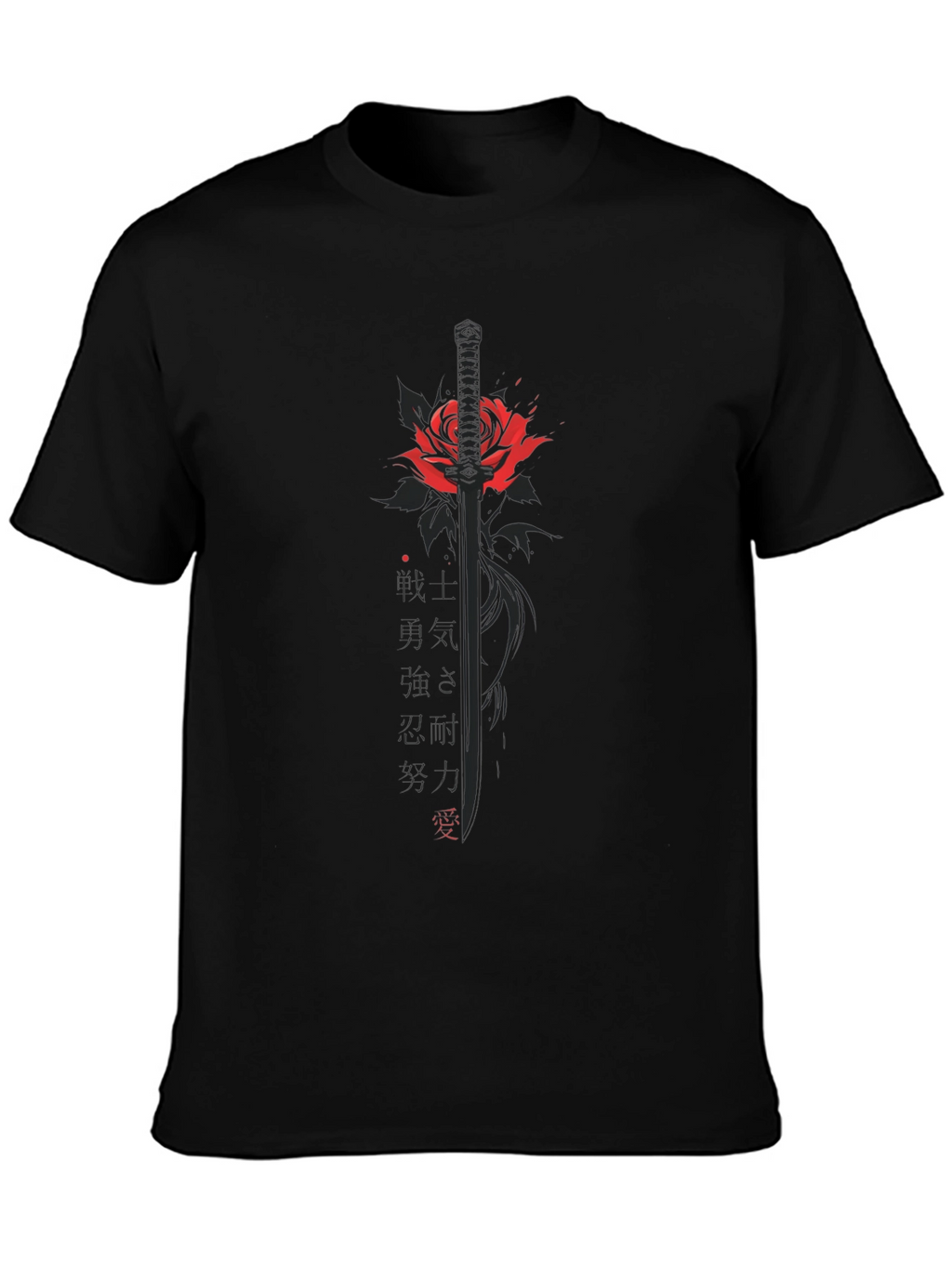 Rose & Katana Graphic Tee - Black