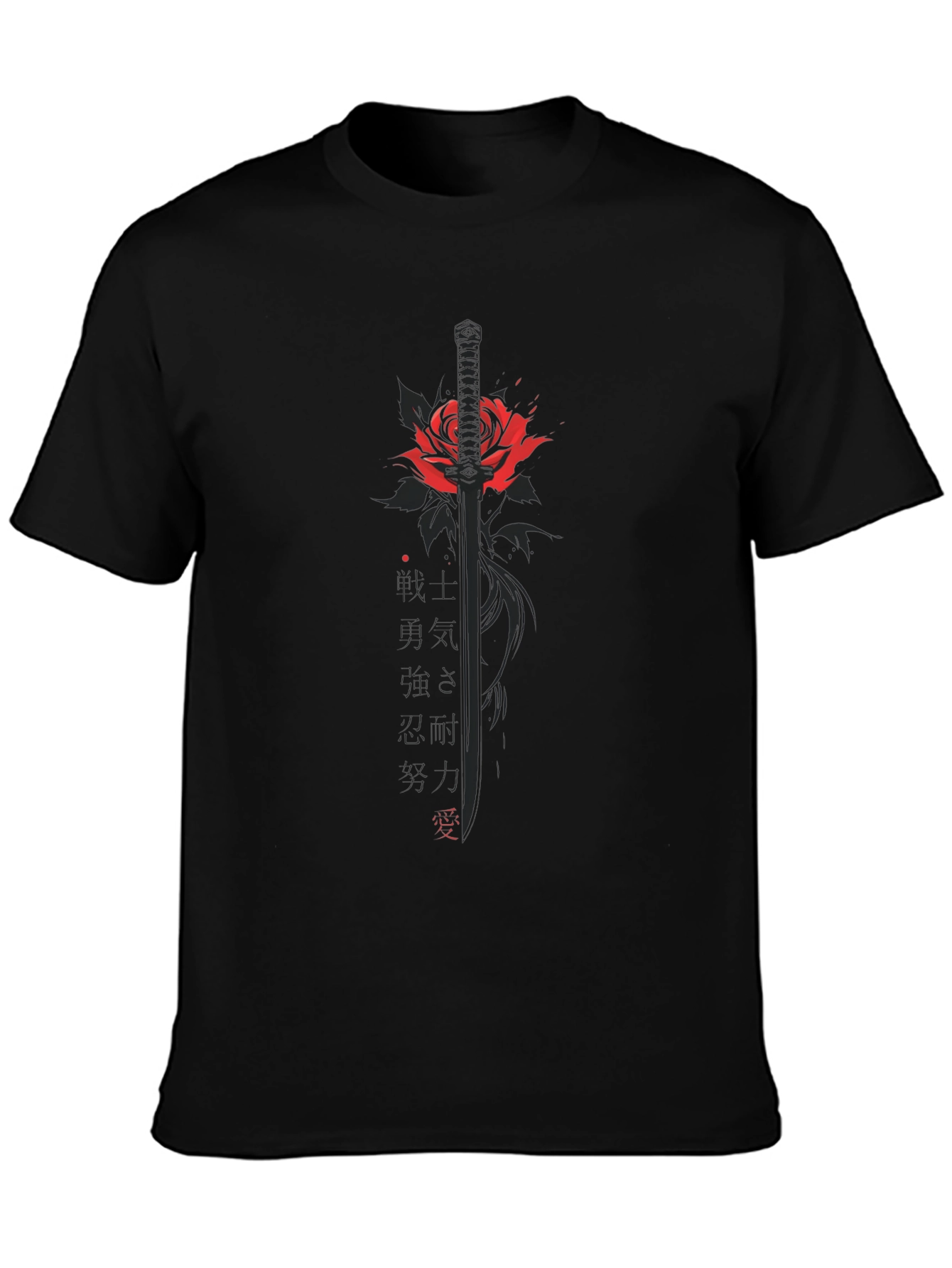 Rose & Katana Graphic Tee - Black