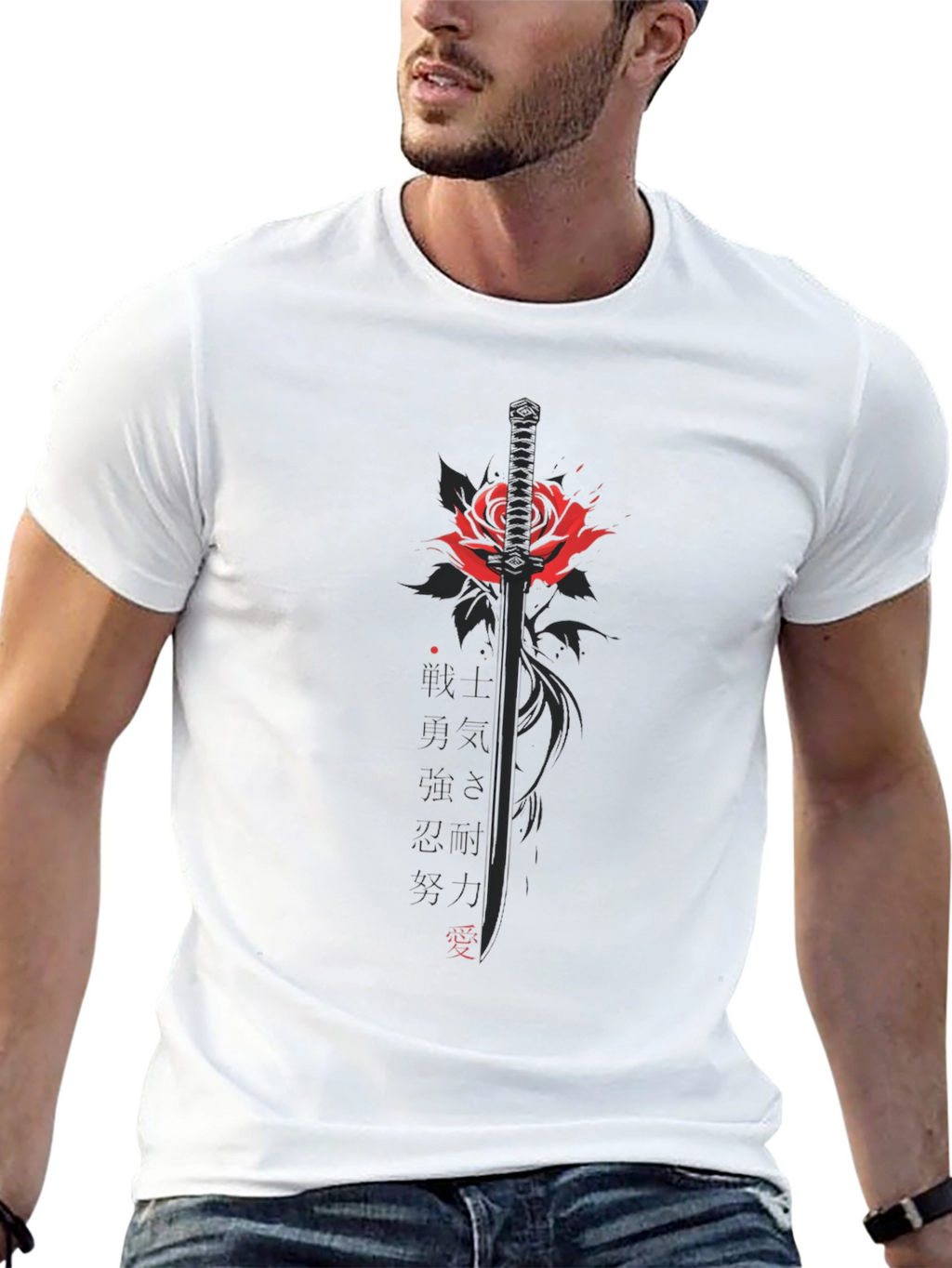 Rose & Katana Graphic Tee - Black