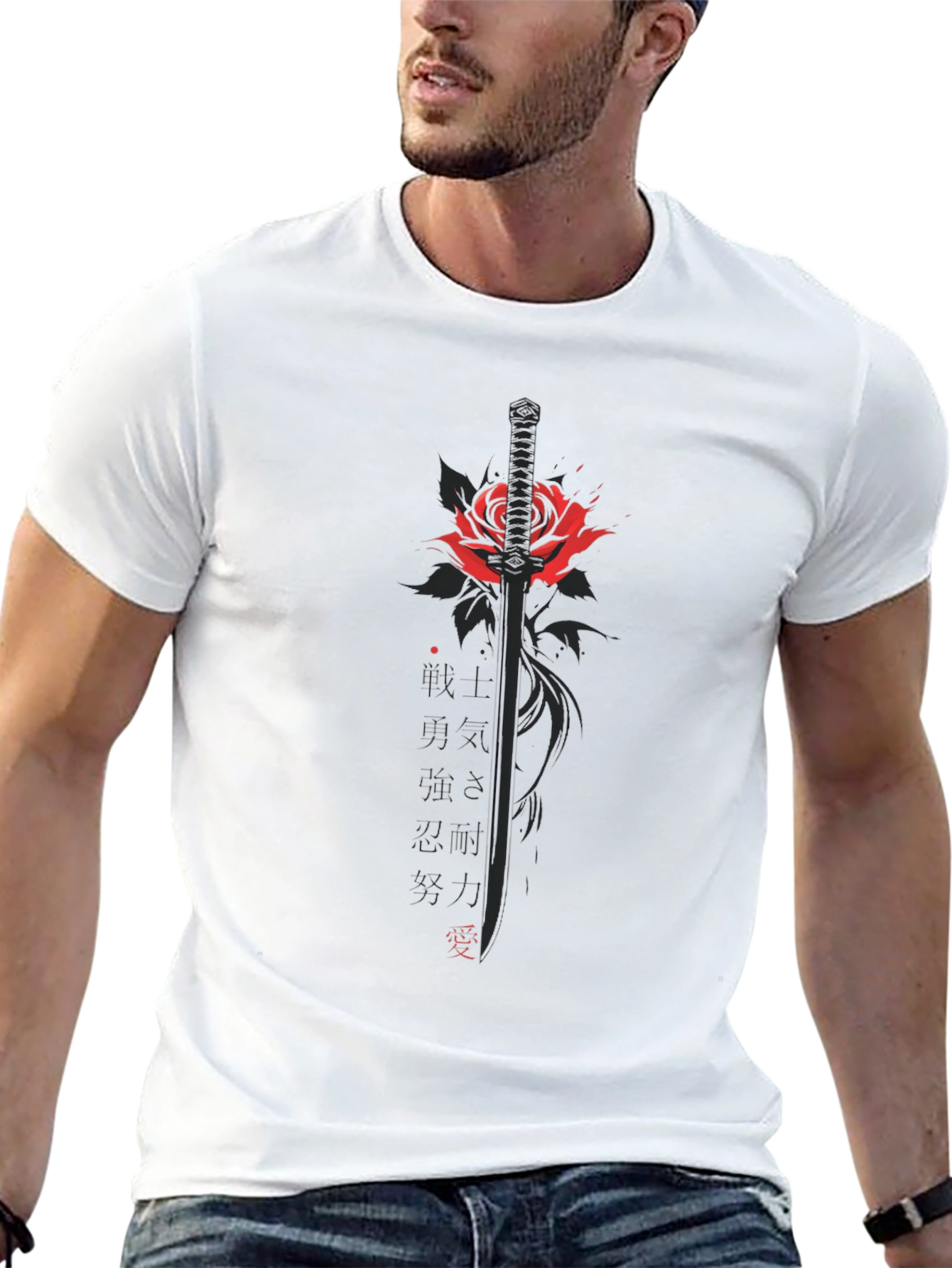Rose & Katana Graphic Tee - Black