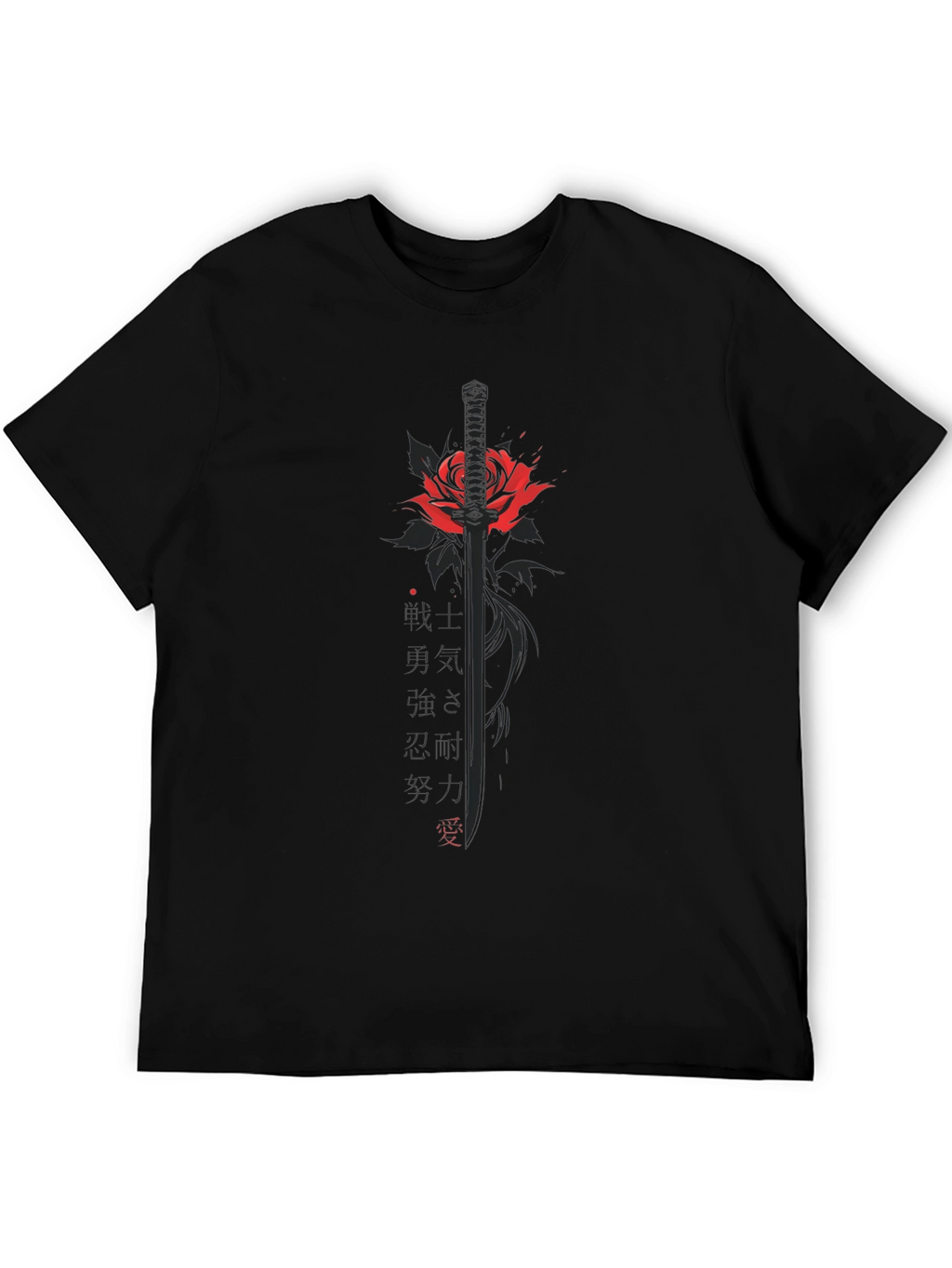 Rose & Katana Graphic Tee - Black