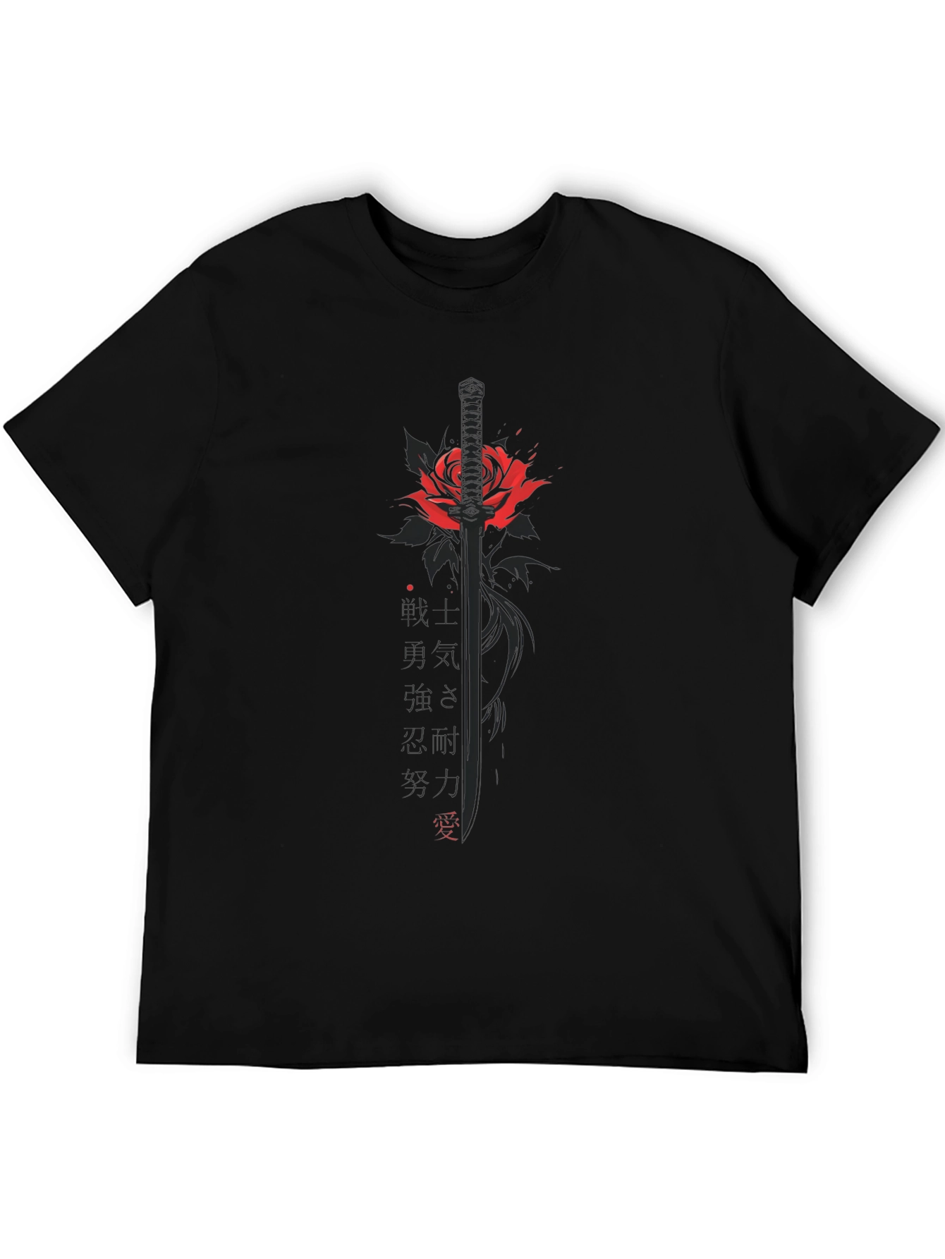 Rose & Katana Graphic Tee - Black