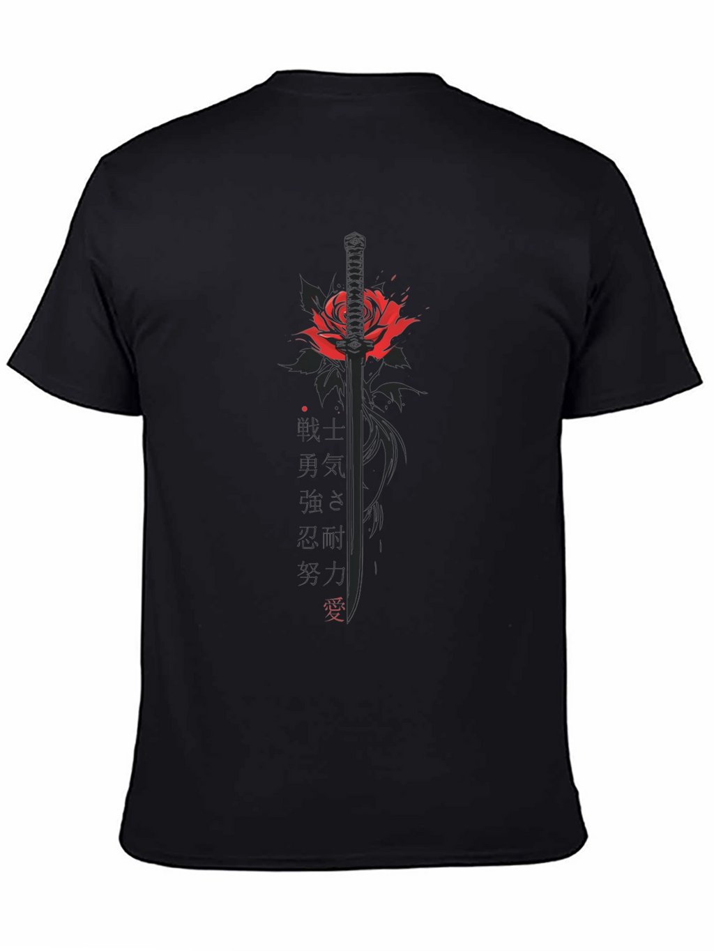 Rose & Katana Graphic Tee - Black