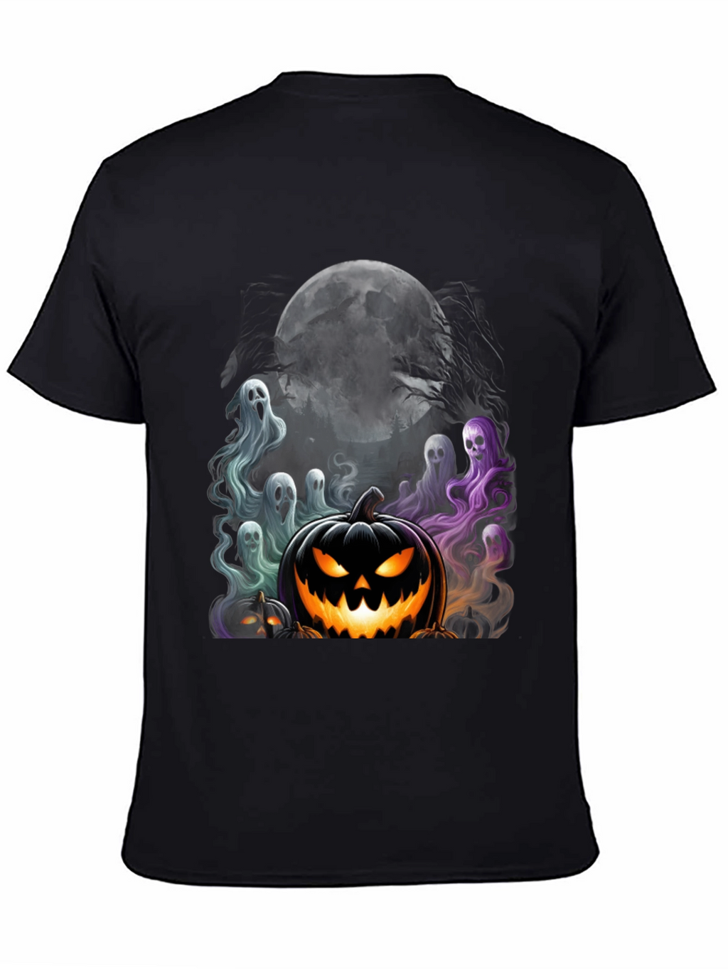 Spooky Halloween Graphic Tee - Pumpkin and Ghosts