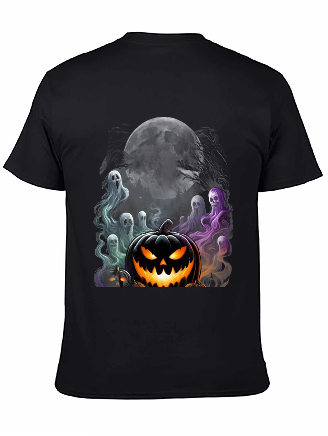 Spooky Halloween Graphic Tee - Pumpkin and Ghosts