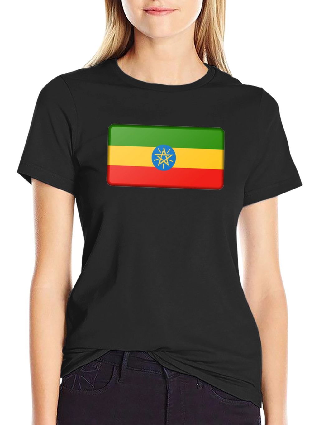 Ethiopia Flag T-Shirt - Black Graphic Tee