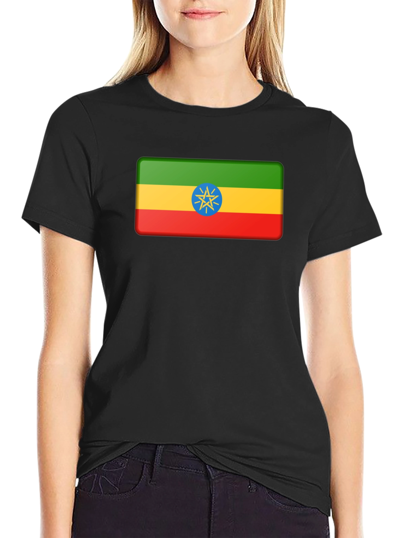 Ethiopia Flag T-Shirt - Black Graphic Tee