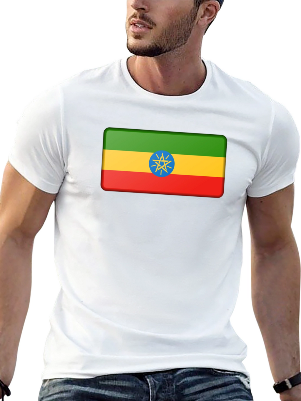 Ethiopia Flag T-Shirt - Black Graphic Tee