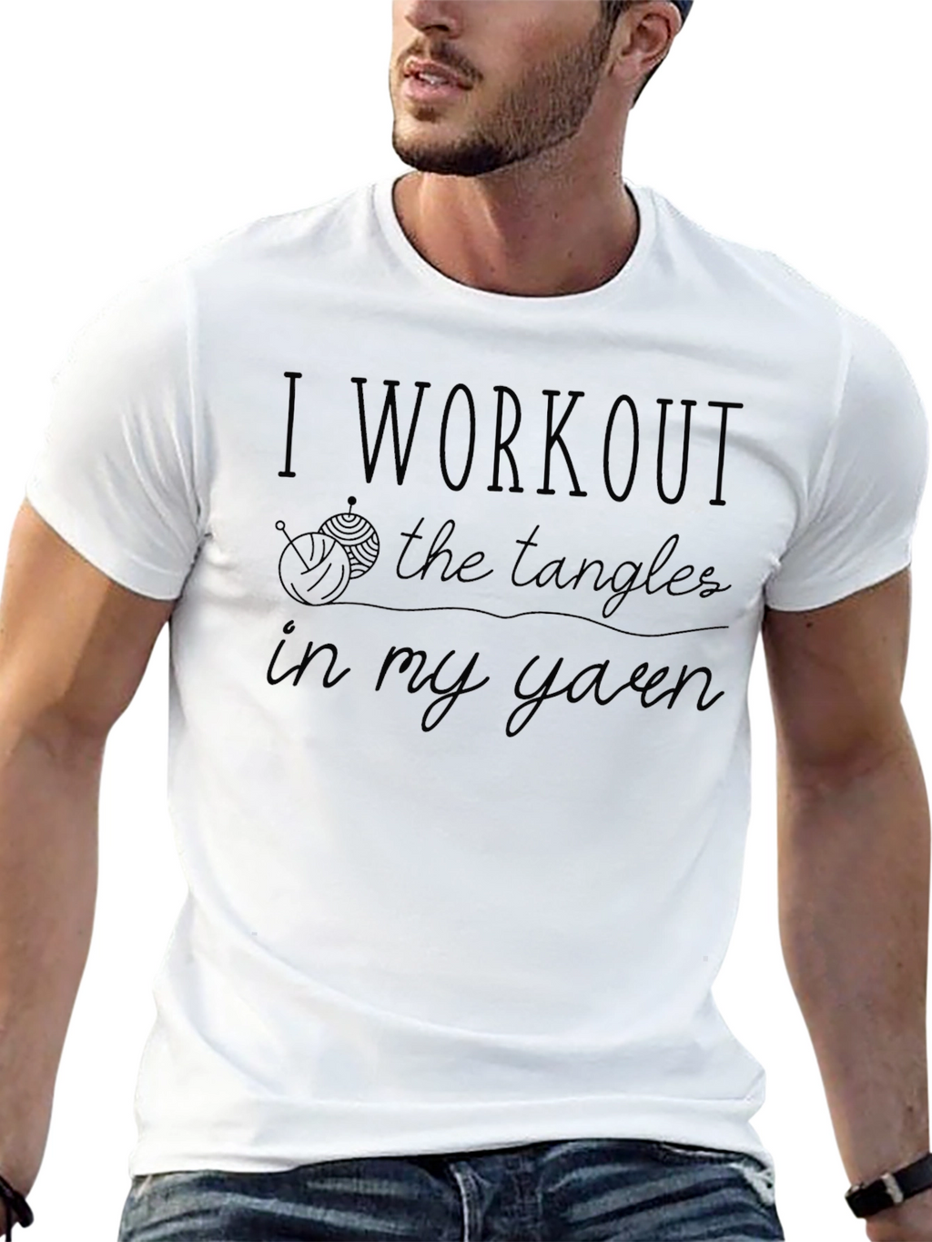 Workout the Tangles Yarn Graphic Tee - Black