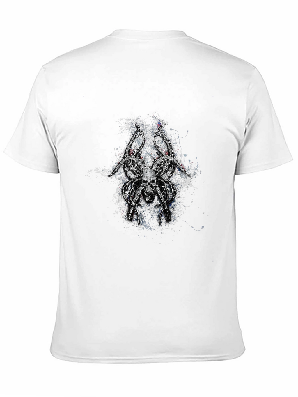 Mens Black T-Shirt with Skull Spider Graphic