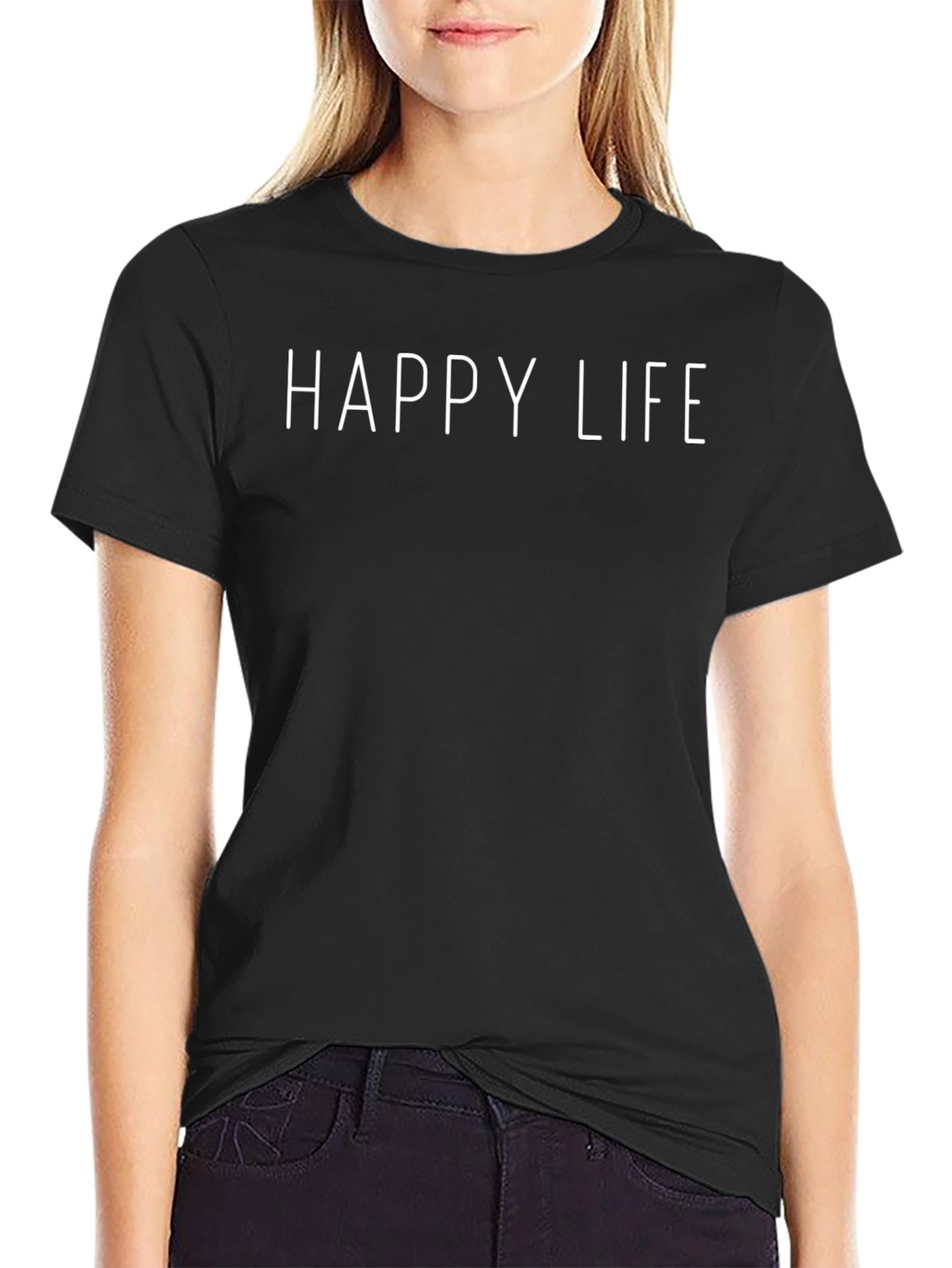 Happy Life Black T-Shirt
