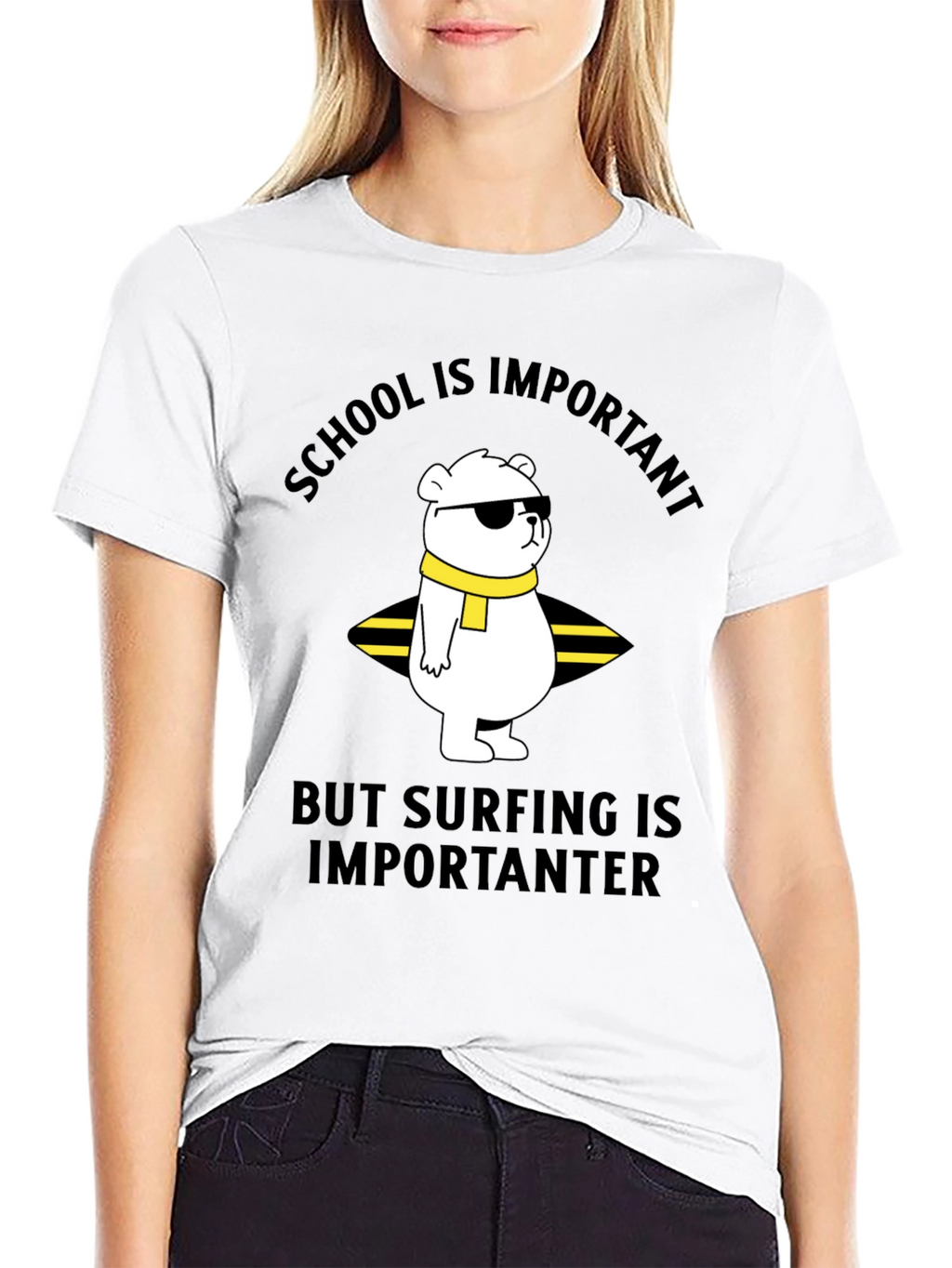 School vs Surfing Bear T-Shirt