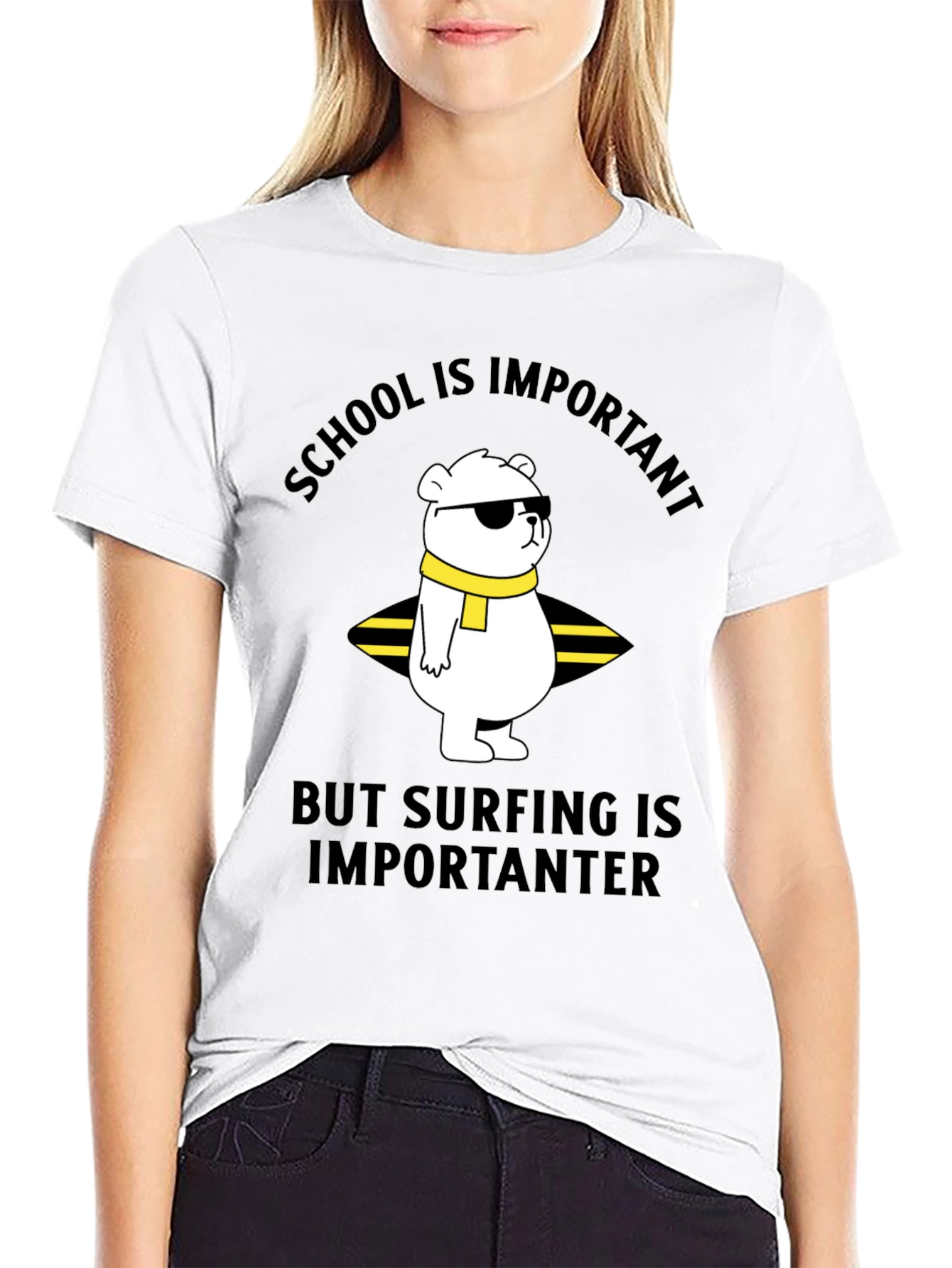 School vs Surfing Bear T-Shirt