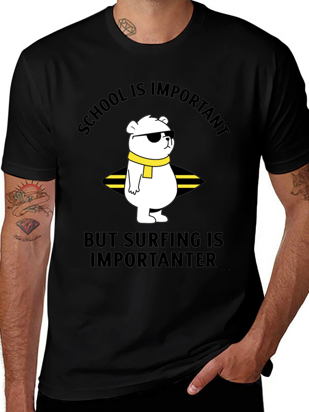 School vs Surfing Bear T-Shirt