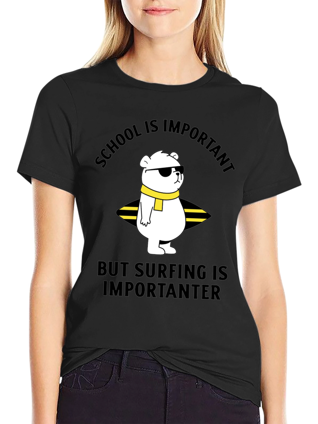 School vs Surfing Bear T-Shirt