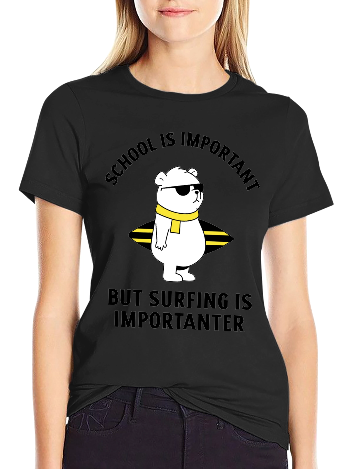 School vs Surfing Bear T-Shirt