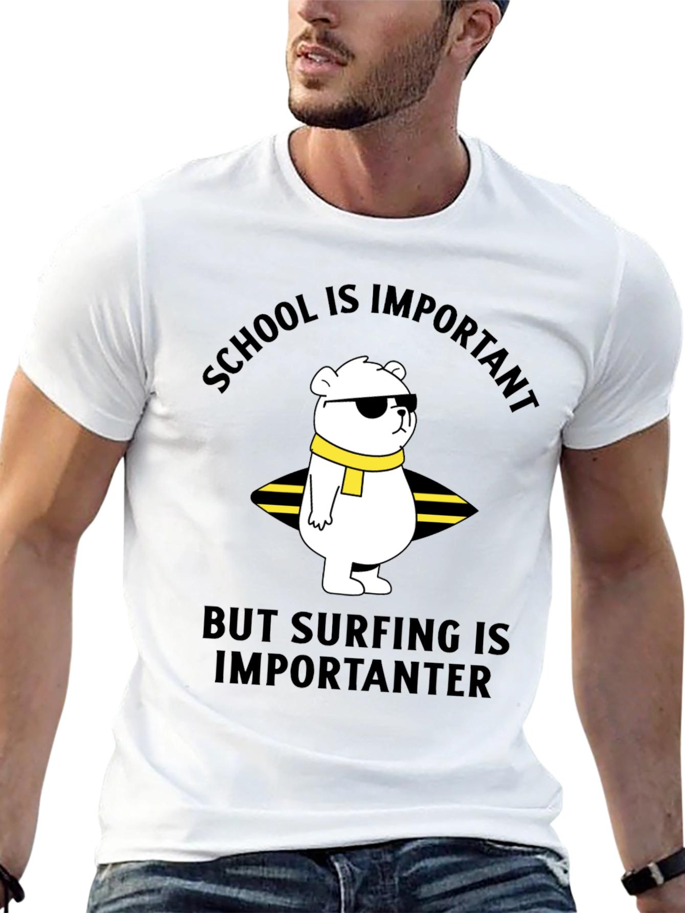 School vs Surfing Bear T-Shirt