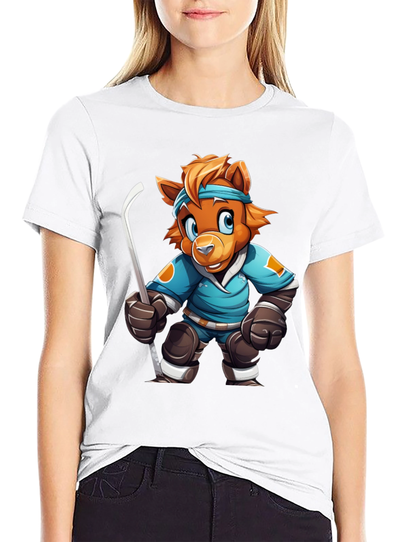 Hockey Bear Cartoon T-Shirt