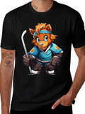 Hockey Bear Cartoon T-Shirt
