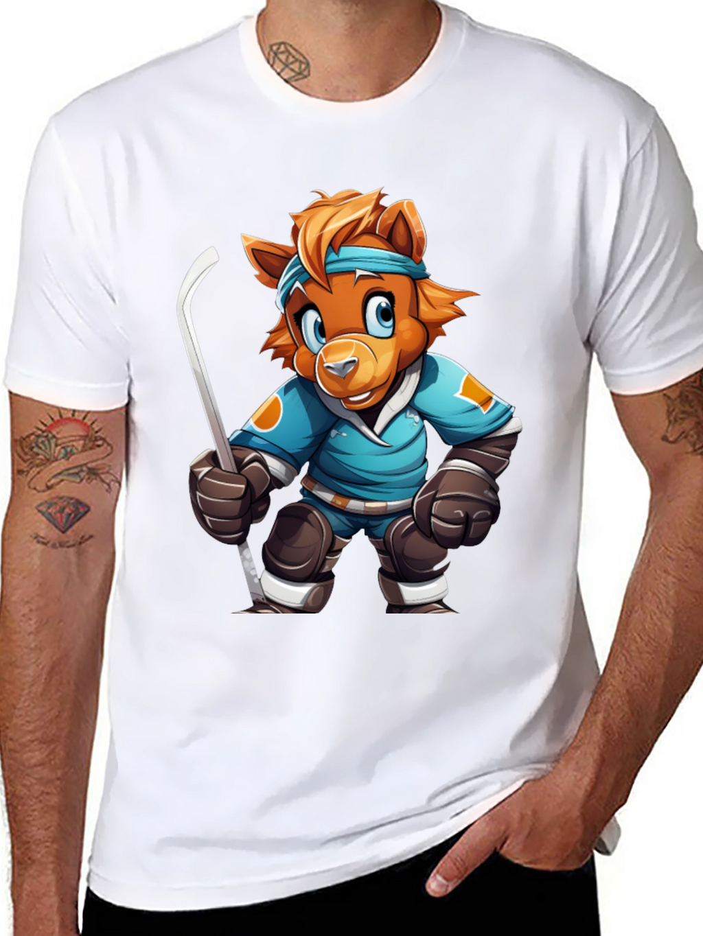 Hockey Bear Cartoon T-Shirt