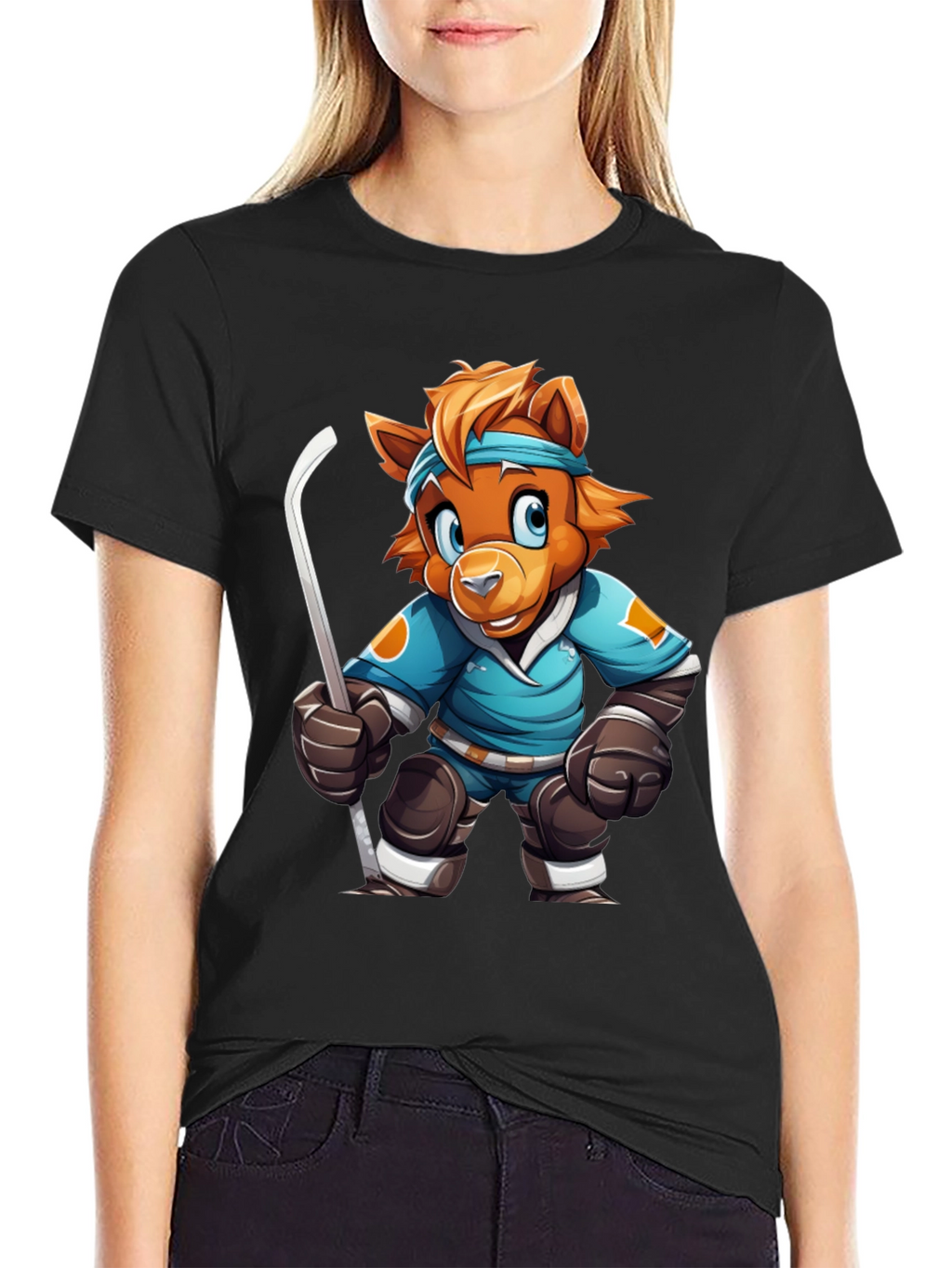 Hockey Bear Cartoon T-Shirt
