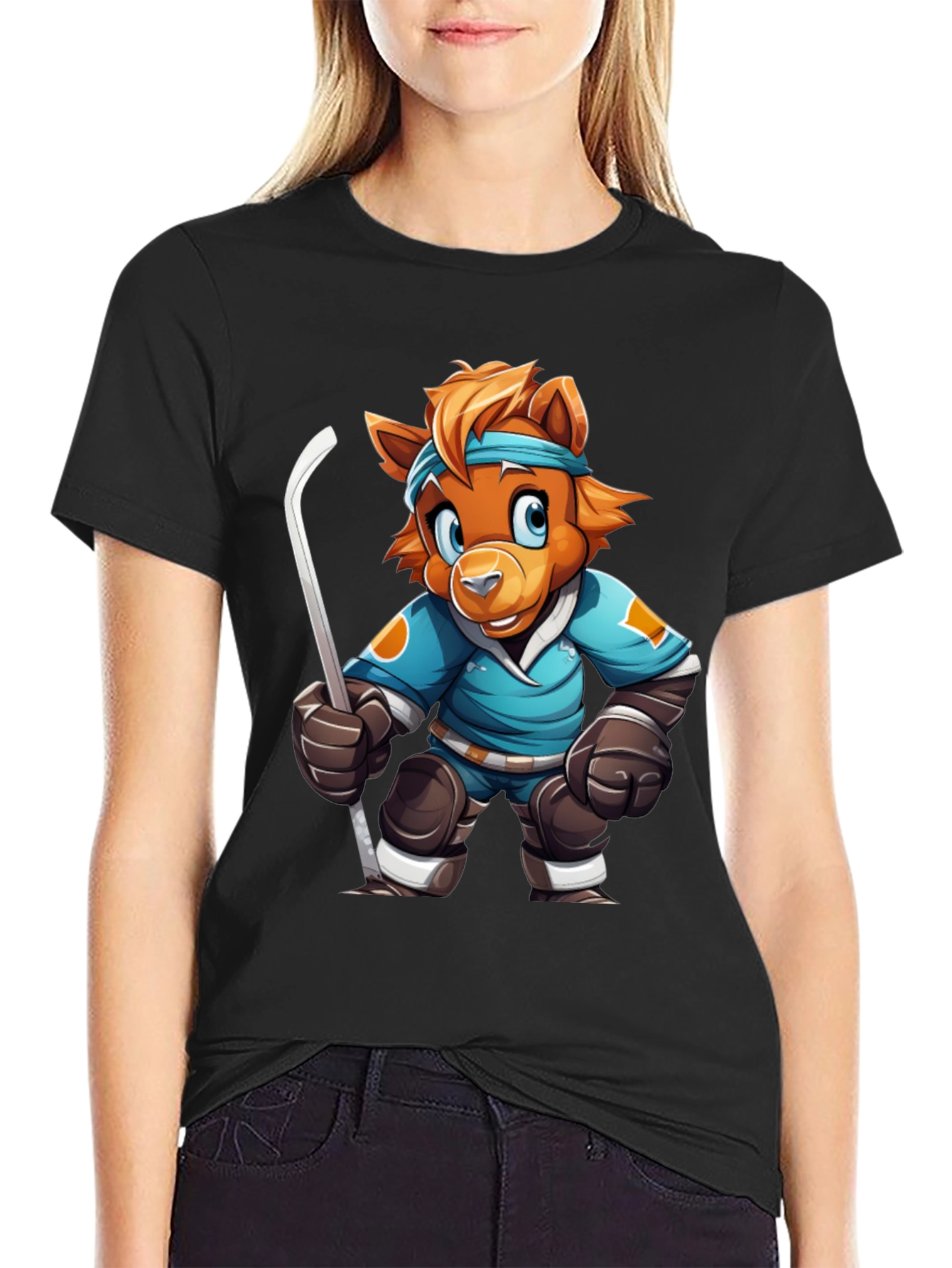 Hockey Bear Cartoon T-Shirt
