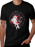 Yin Yang Koi Fish Graphic T-Shirt - Black