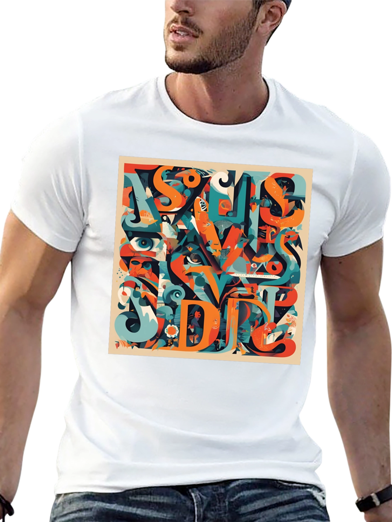 Abstract Graphic Print Crew Neck T-Shirt