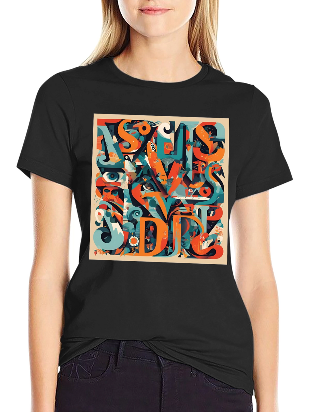 Abstract Graphic Print Crew Neck T-Shirt