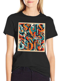 Abstract Graphic Print Crew Neck T-Shirt