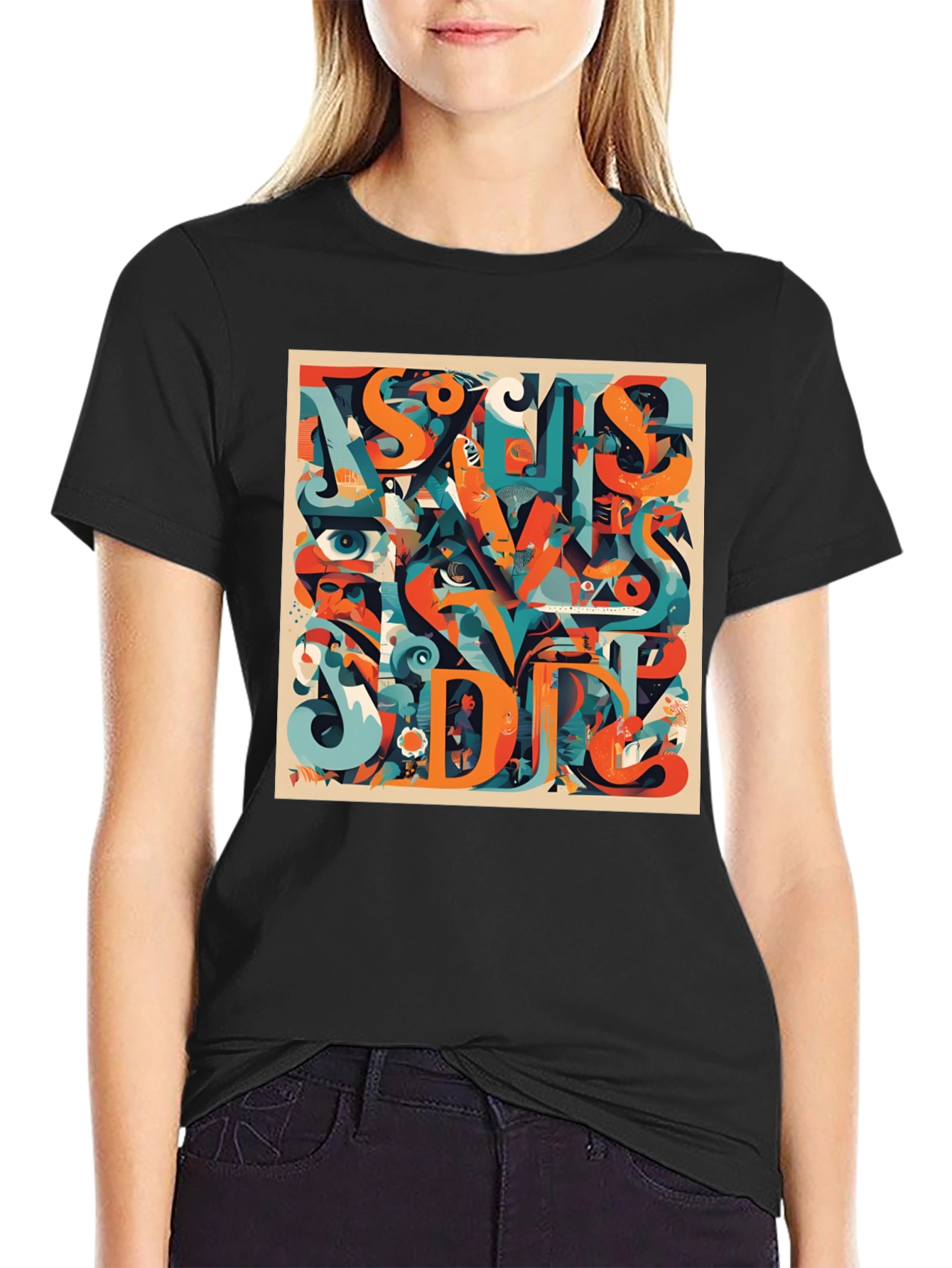 Abstract Graphic Print Crew Neck T-Shirt