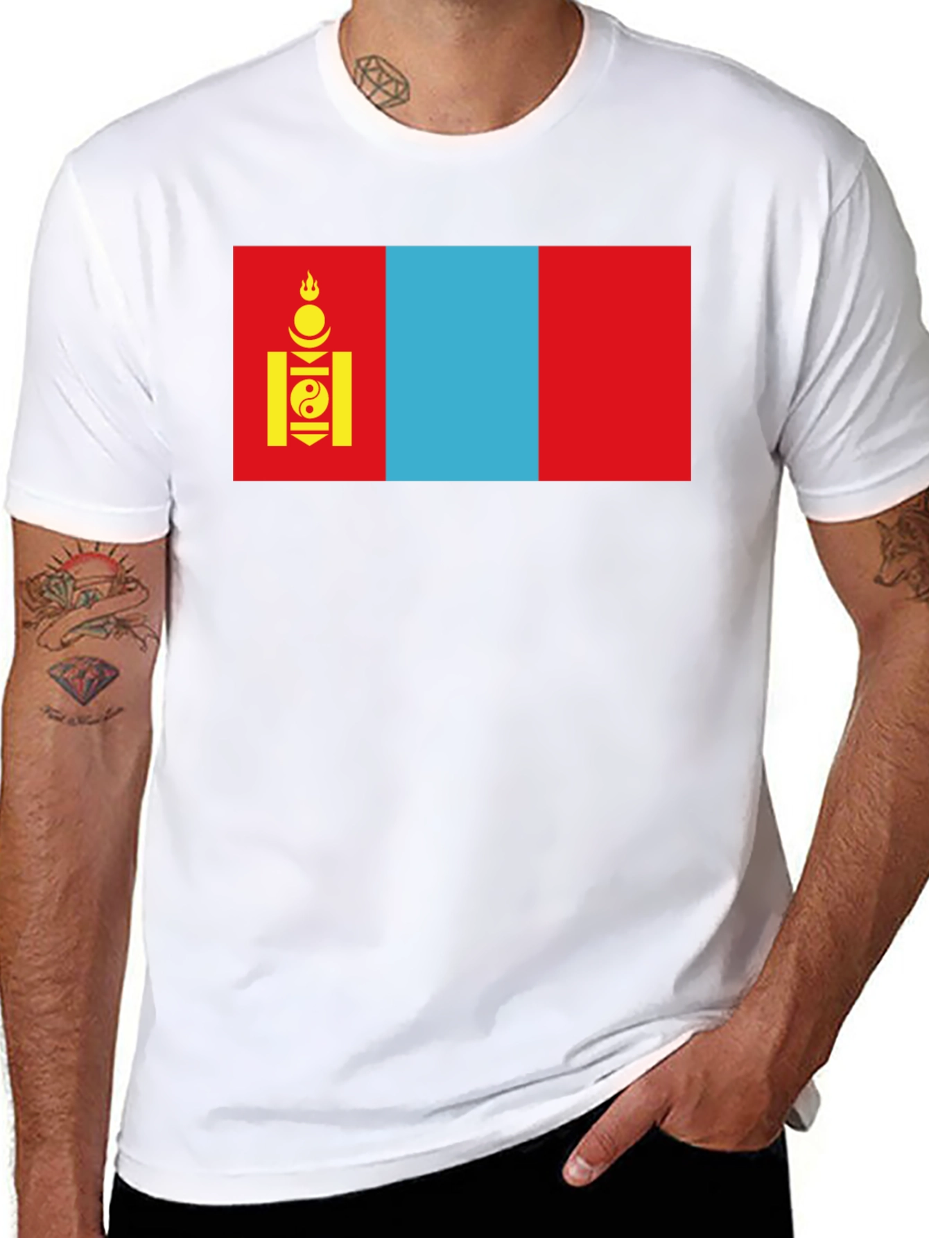 Mongolia Flag Graphic T-Shirt - Soft Cotton Blend Tee