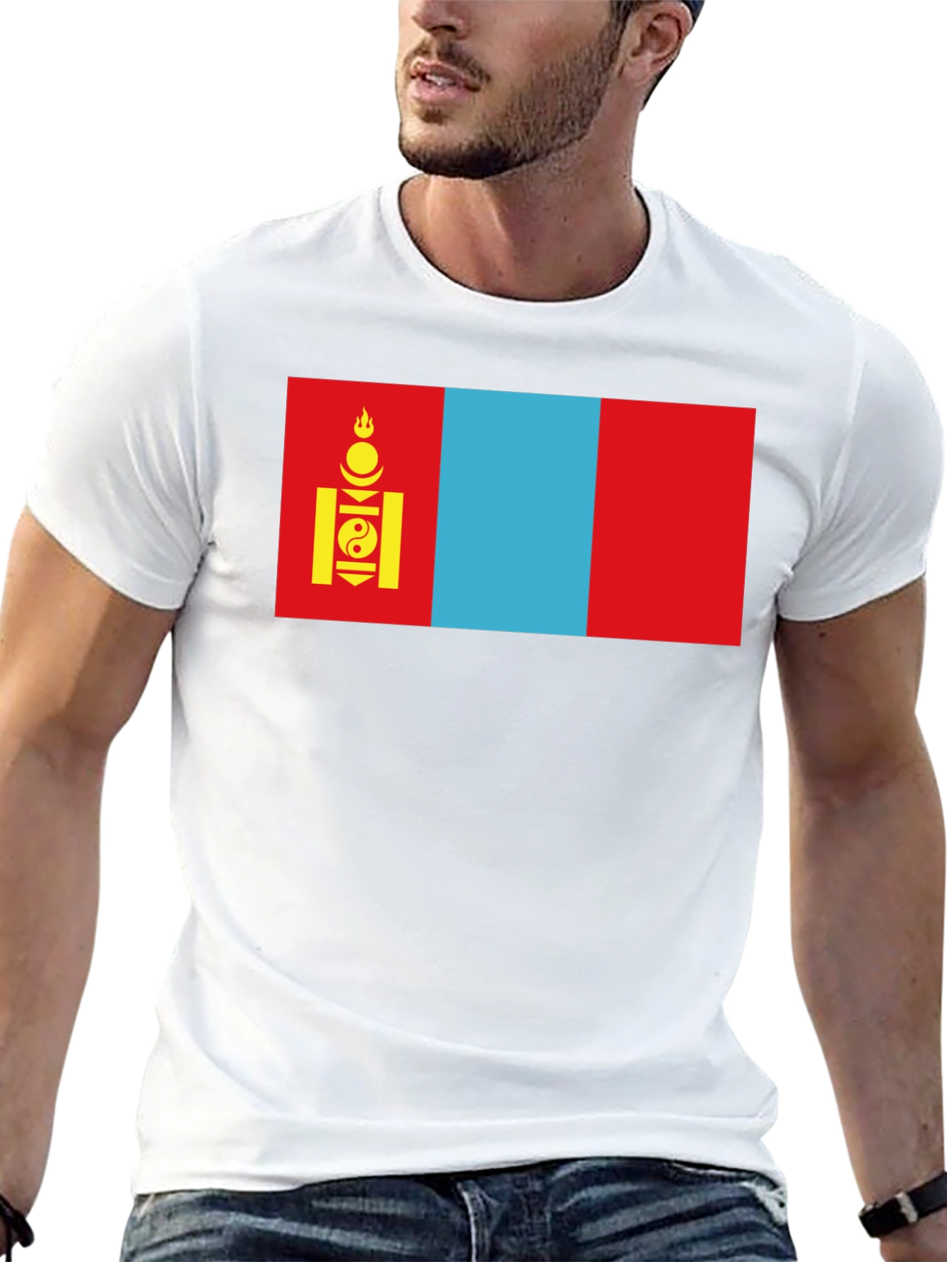 Mongolia Flag Graphic T-Shirt - Soft Cotton Blend Tee