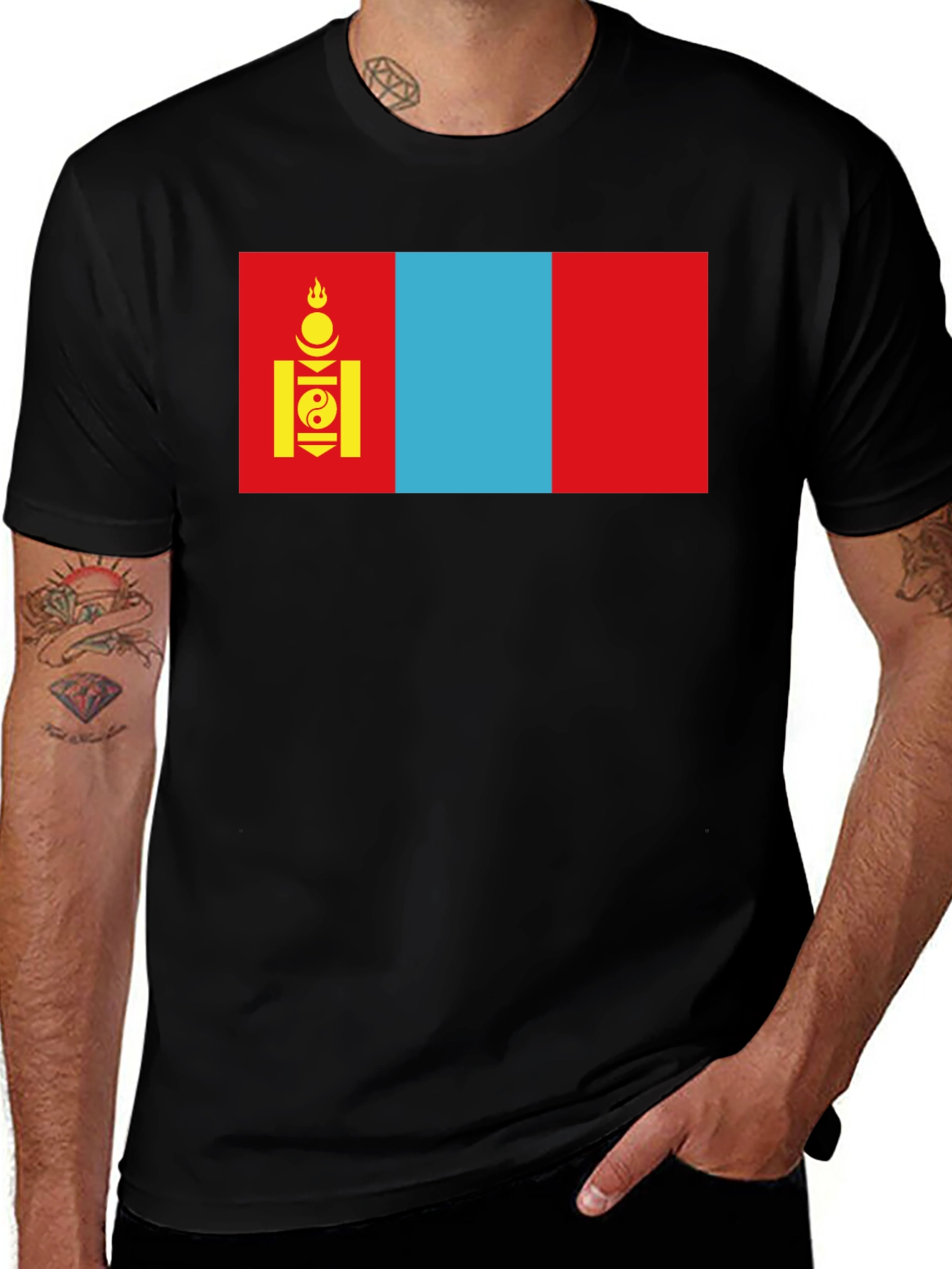 Mongolia Flag Graphic T-Shirt - Soft Cotton Blend Tee