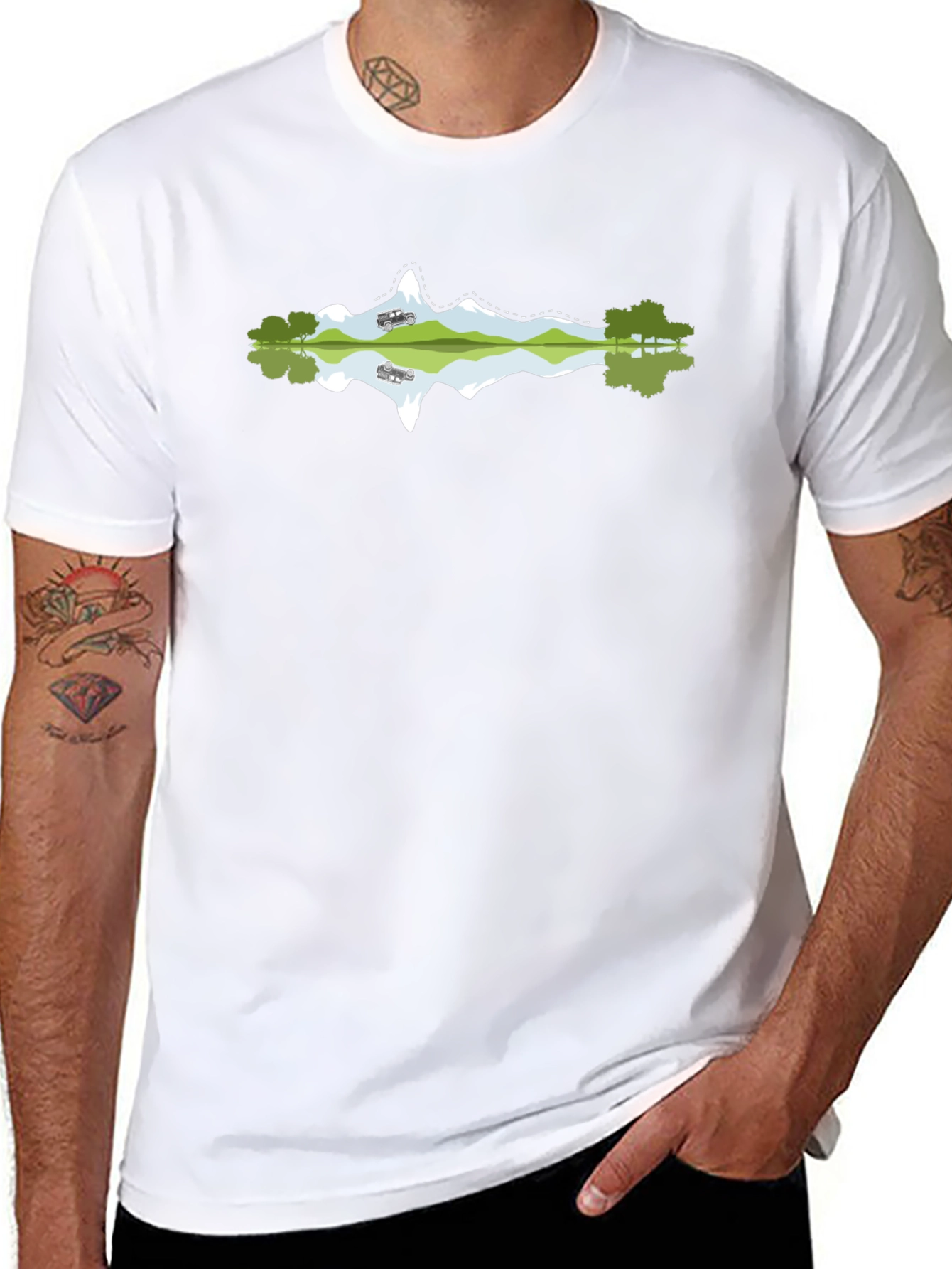 Mountain Reflection Graphic Black Tee
