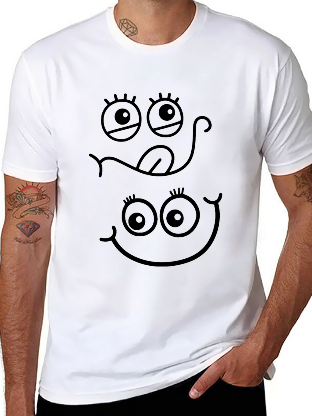 Funny Face Graphic Black Tee Shirt