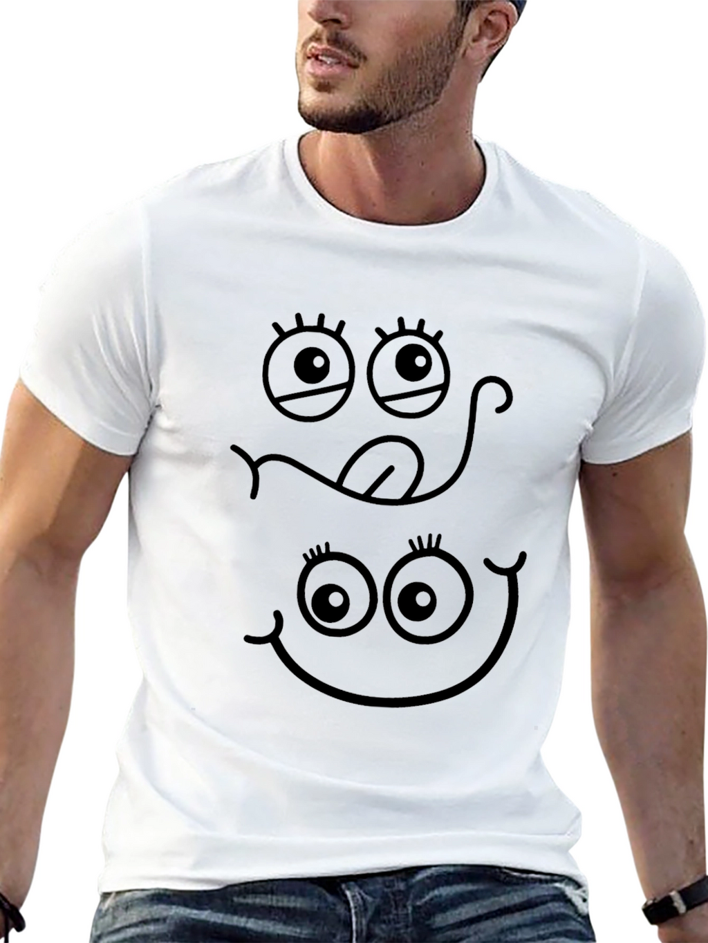 Funny Face Graphic Black Tee Shirt
