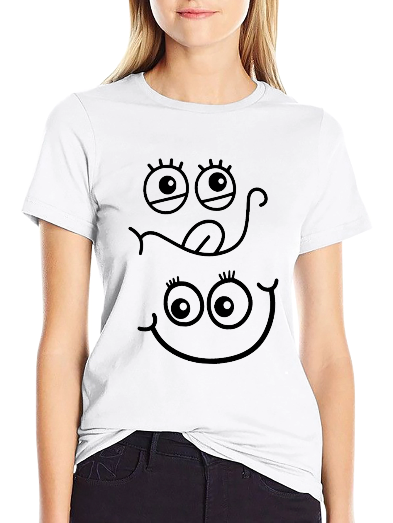 Funny Face Graphic Black Tee Shirt